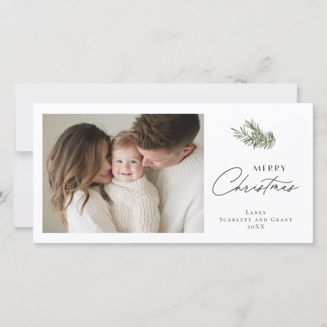 Cartão De Festividades Buquê de Natal Mínimo Feliz (Frente)