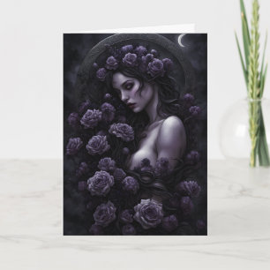Cartão De Festividades Buquê Escuro Mulher Goth Halloween