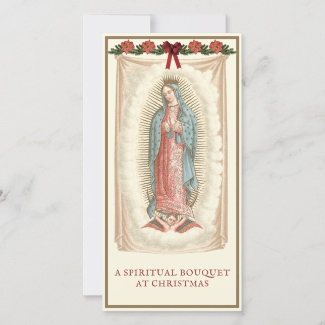 Cartão De Festividades Buquê espiritual Oração Católica Guadalupe (Frente)