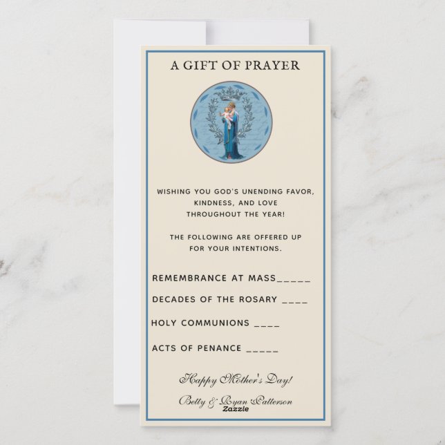 Cartão De Festividades Buquê Espiritual Oração Católica Maria Jesus (Verso)