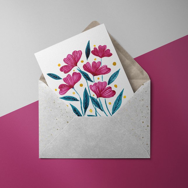 Cartão De Festividades Buquê floral bonito - magenta e lactato (Criador carregado)