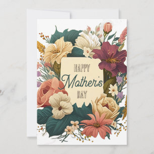 Cartão De Festividades Buquê Floral Vetorial Mensagem Personalizada Dia d
