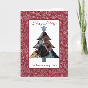 Cartão De Festividades Burgundy Doodle Natal Sleigh Patterno