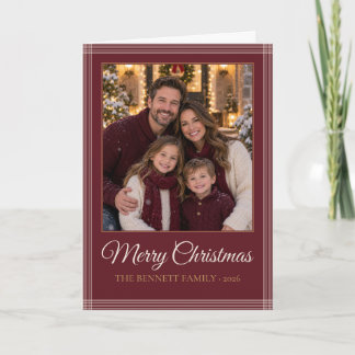 Cartão De Festividades Burgundy Xmas Natal Dobra Foto