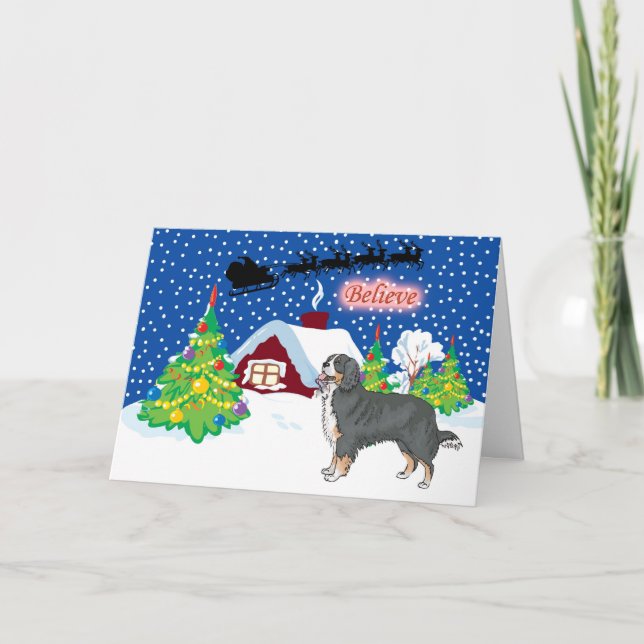 Cartão De Festividades Burmese Mountain Dog Believe In Santa Christmas (Frente)