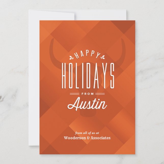 Cartão De Festividades Burnt Orange Austin Longhorn Holiday Card (Frente)