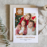 Cartão De Festividades Burnt Orange Whimsical Snowflake Photo Christmas<br><div class="desc">Send warm holiday wishes with this modern photo Christmas card, showcasing a cheerful white snowflake on a burnt orange backdrop. The design blends a cozy seasonal vibe with clean, contemporary style. Add your own photo and custom message to create a festive keepsake. Great for mailing to friends, family, or clients...</div>