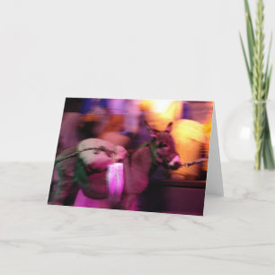 Cartão De Festividades Burro em uma peça de Natal