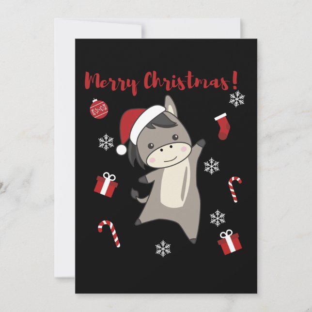 Cartão De Festividades Burros de Natal Animais de Inverno (Frente)