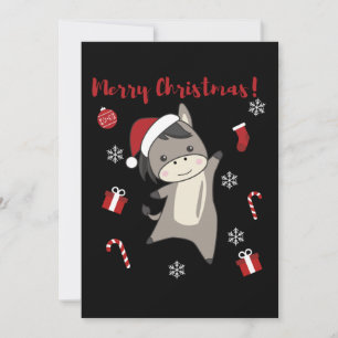 Cartão De Festividades Burros de Natal Animais de Inverno