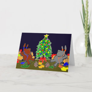 Cartão De Festividades burros e árvore de natal