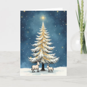 Cartão De Festividades Burros e Árvore de Natal