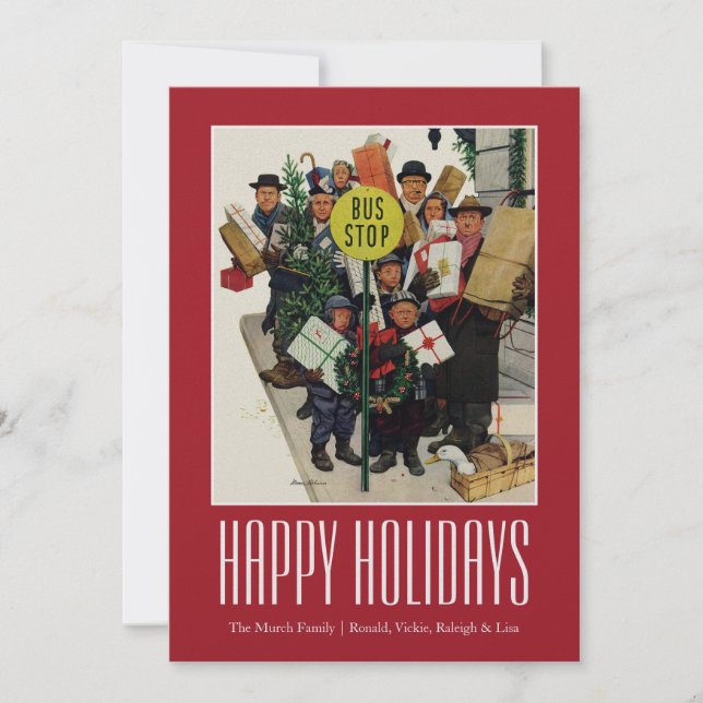 Cartão De Festividades Bus Stop at Christmas (Frente)