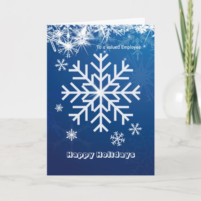Cartão De Festividades Business Christmas Employee - white snowflakes on (Frente)