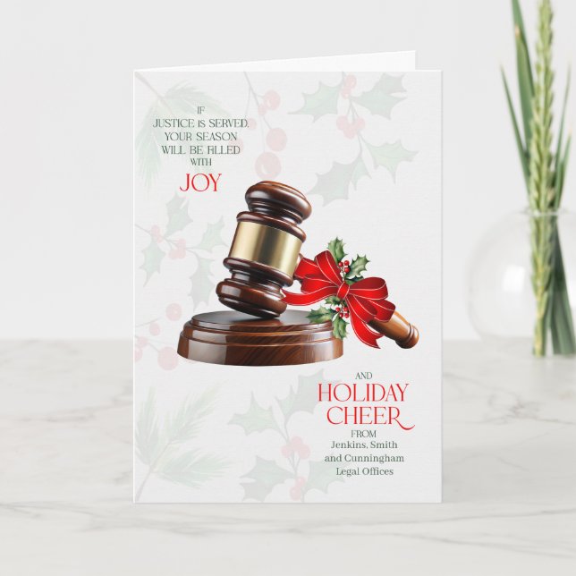 Cartão De Festividades Business Greeting Judicial Gavel Cheer Custom Name (Frente)
