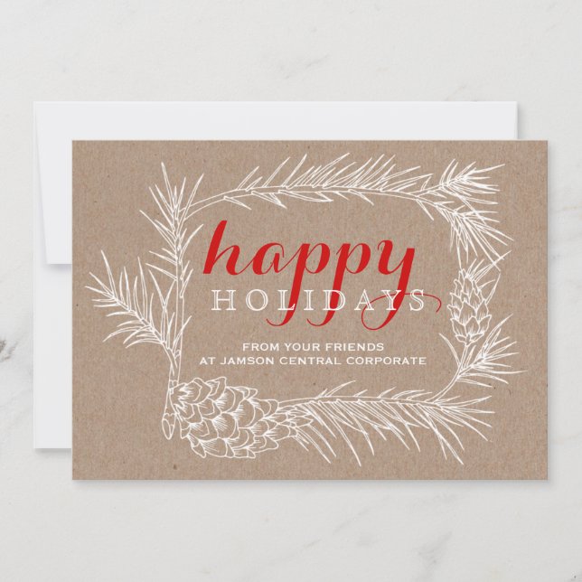 Cartão De Festividades Business Rusfir branch & cone frame Natal (Frente)