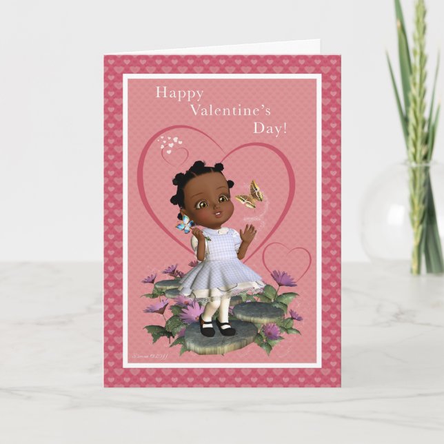 Cartão De Festividades Butterfly Girl Happy Valentine's Day Card (Frente)