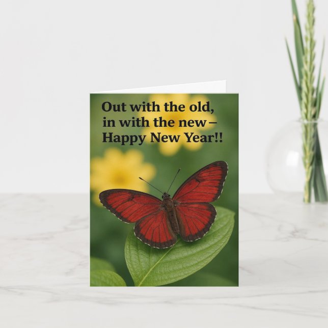 Cartão De Festividades Butterfly New Year card (Frente)