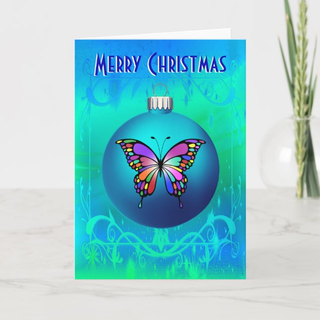 Cartão De Festividades Butterfly Ornament - 7" x 5" Card (Frente)