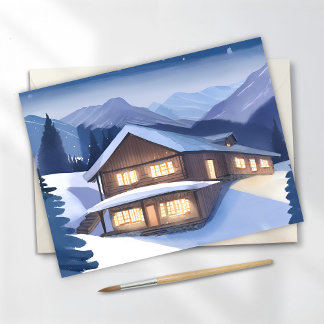 Cartão De Festividades Cabana de Inverno