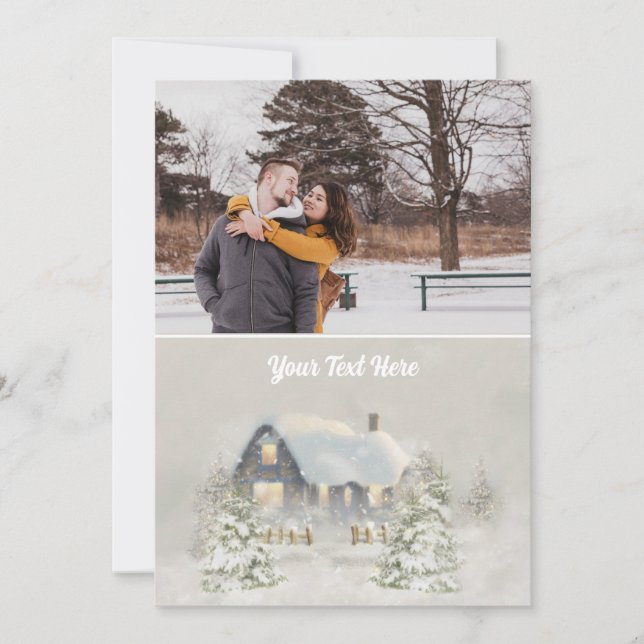 Cartão De Festividades Cabana Rústica de Natal Solstício de Inverno Flore (Frente)