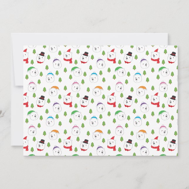 Cartão De Festividades Cabeça Adorável de Urso Polar Natal (Frente)