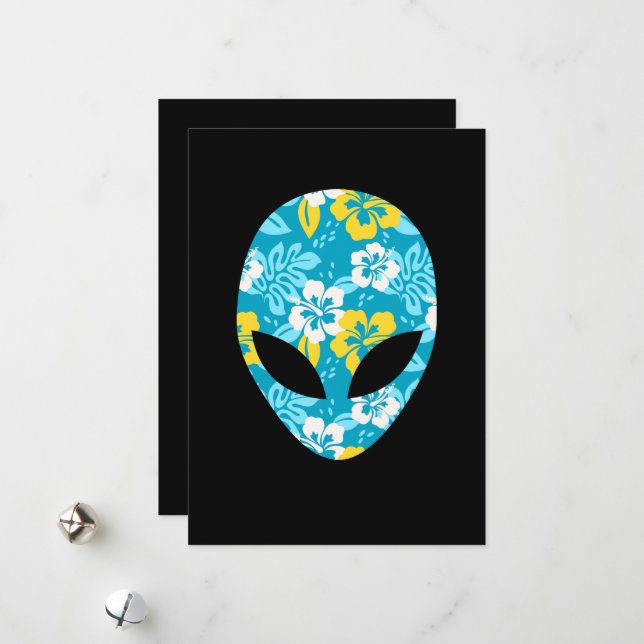 Cartão De Festividades Cabeça de Alienígena Havaiana - Alienígena engraça (Frente/Verso In Situ)