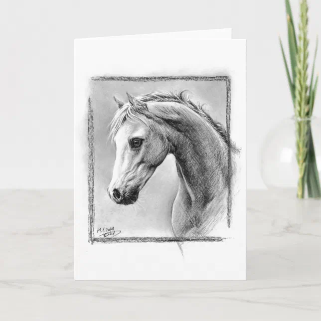 Cartão de desenho da cabeça de cavalo da arte do