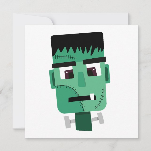 Cartão De Festividades Cabeça do Monstro de Frankenstein (Frente)