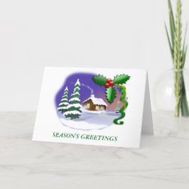 Cartão De Festividades Cabina de Neve com Árvores