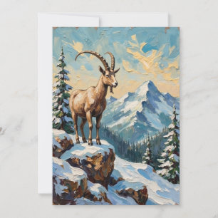 Cartão De Festividades Cabra Montês Vintage na Cristalizada Serra de Nata