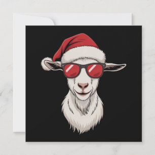 Cartão De Festividades Cabrito Chapéu de Papai Noel Engraçado Fofo Animal