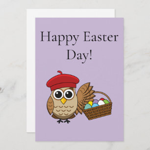 Cartão De Festividades Caçada de Ovo da Páscoa Funny Owl   Personalizar
