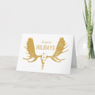 Cartão De Festividades Caçador Dourado/Boho da arte do crânio dos alces