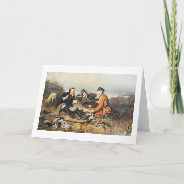 Cartão De Festividades Caçadores descansando (Frente)