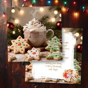 Cartão De Festividades Cacau Quente e Biscoitos de Açúcar   Natal