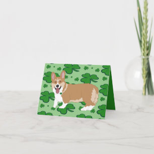 Cartão De Festividades Cachorrinho Corgi do Dia de São Patrício