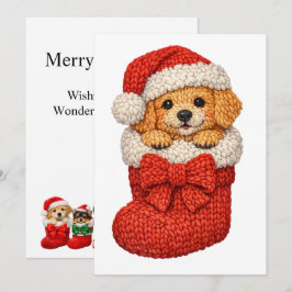 Cartão De Festividades Cachorrinho de Natal Trico