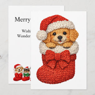 Cartão De Festividades Cachorrinho de Natal Trico