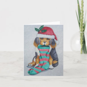 Cartão De Festividades cachorrinho preto e marrom, com estocagem de natal