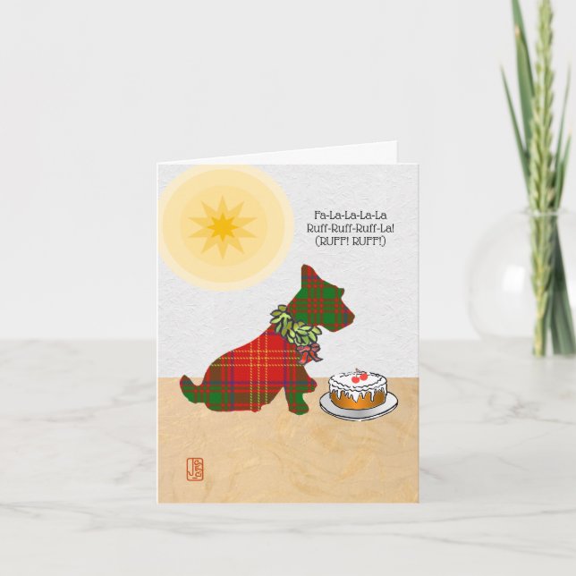 Cartão De Festividades Cachorrinho Scottie Fa-La-La-La-La, Au-Au-Au-La! (Frente)