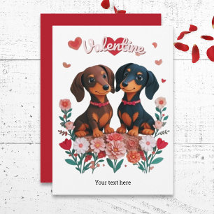 Cartão De Festividades Cachorrinhos Dachshunds Cães Salsicha Dia dos Namo
