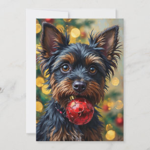 Cartão De Festividades Cachorro Affenpinscher com Enfeite de Natal