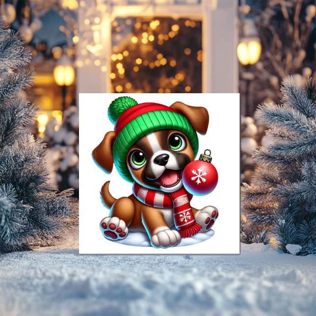 Cartão De Festividades Cachorro Alegre de Natal (Criador carregado)