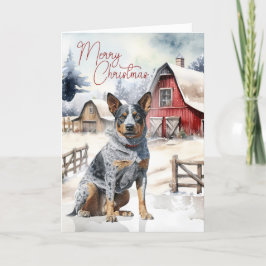 Cartão De Festividades Cachorro Australiano Feliz Natal Red Barn