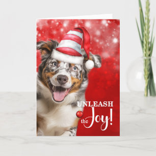 Cartão De Festividades Cachorro Australiano Libera o Natal da Alegria