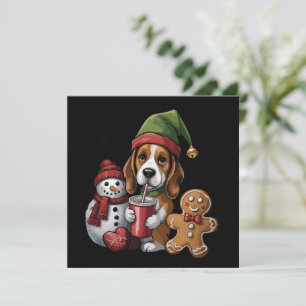 Cartão De Festividades Cachorro Basset Hound Elfo Natal Feliz Natal