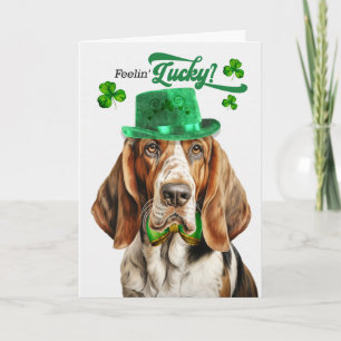 Cartão De Festividades Cachorro Basset Hound se Sentindo Sortudo Dia de S