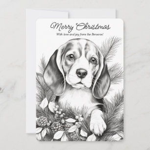 Cartão De Festividades Cachorro Beagle Fofo Aproveitando Colorido de Nata