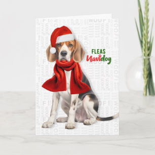 Cartão De Festividades Cachorro Beagle Fofo Piadas de Pulgas Navidog Nata